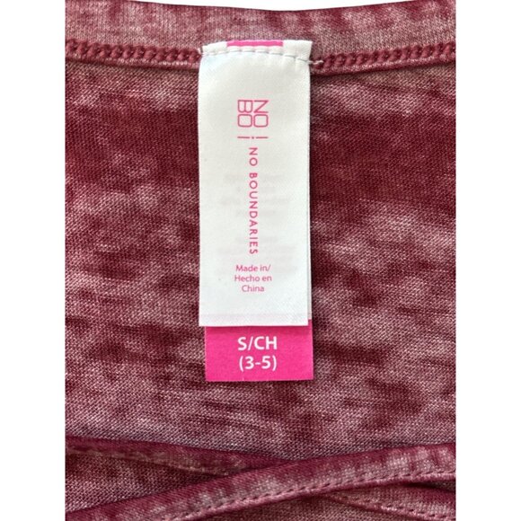 No Boundaries Shirt Womens Small Burgundy Burnout V Neck Lattice Hem Top - Picture 3 of 8